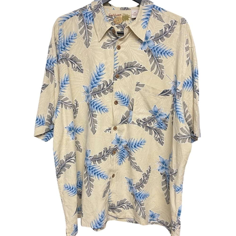 Caribbean Men’s 100% Silk Button Down Shirt Size L Pale Yellow Size XXL Vacay